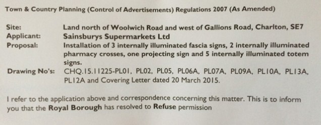 Council refusal letter