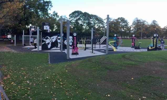 The skatepark would wrap around the outdoor gym