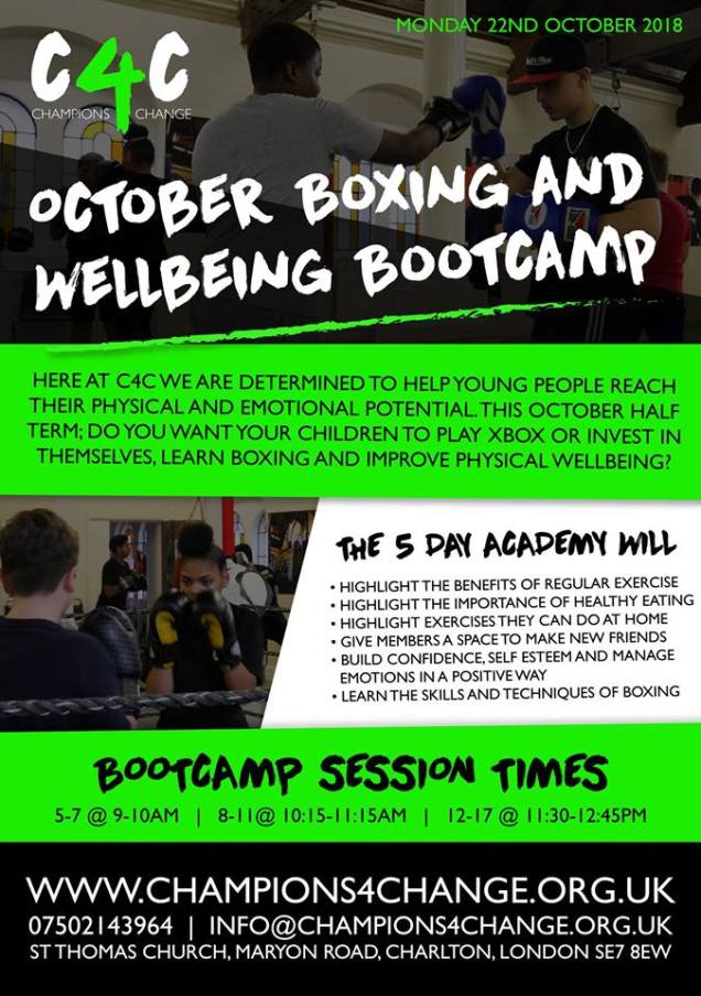 Champions 4 Change boxing Bootcamp October 2018