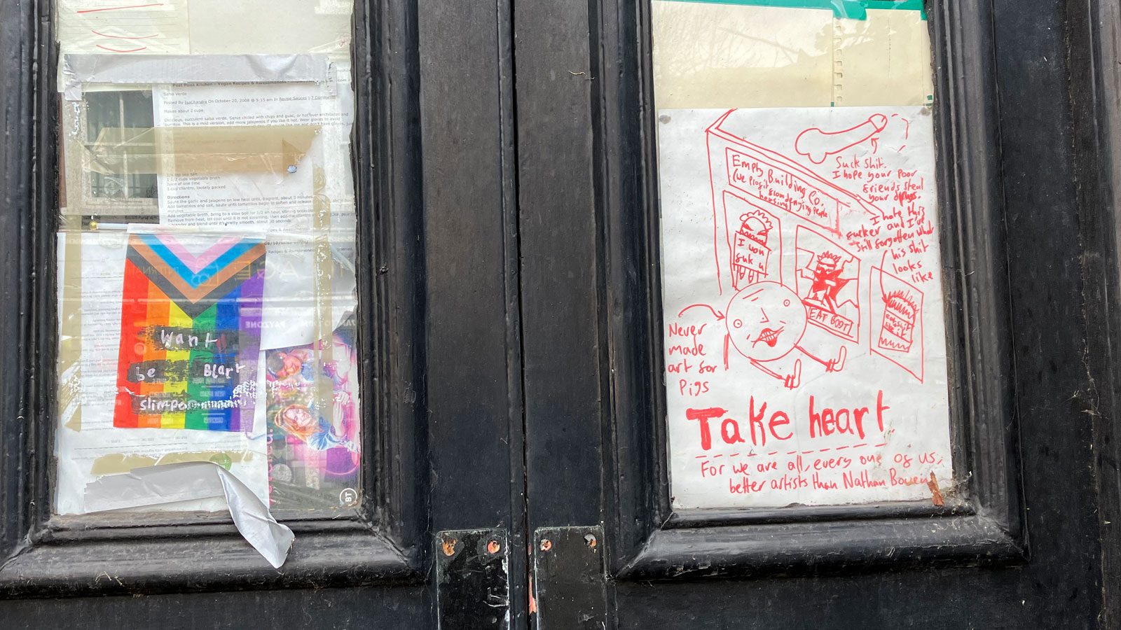 Messages in windows left by squatters