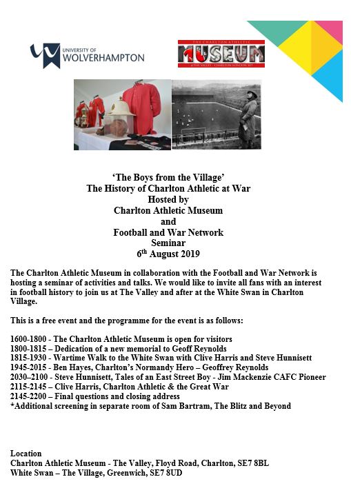Poster for Charlton Athletic at War event