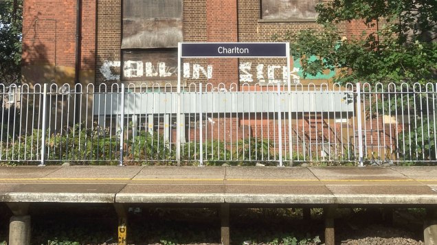 Call in Sick graffiti at Charlton station 